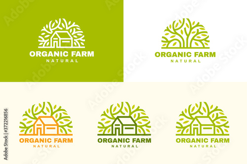 Organic farm logo set