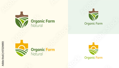 Organic farm logo set