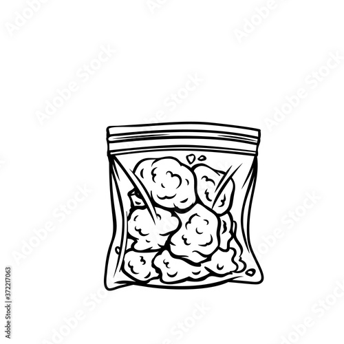 Plastic bag of buds cannabis
