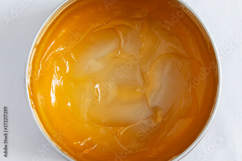 The texture of orange styling gel. Jelly photo