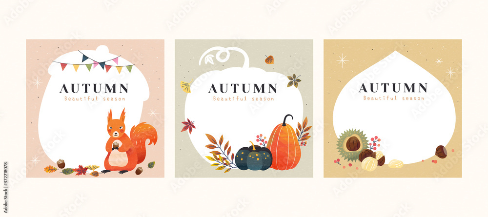 Fototapeta premium Set of autumn illustrations