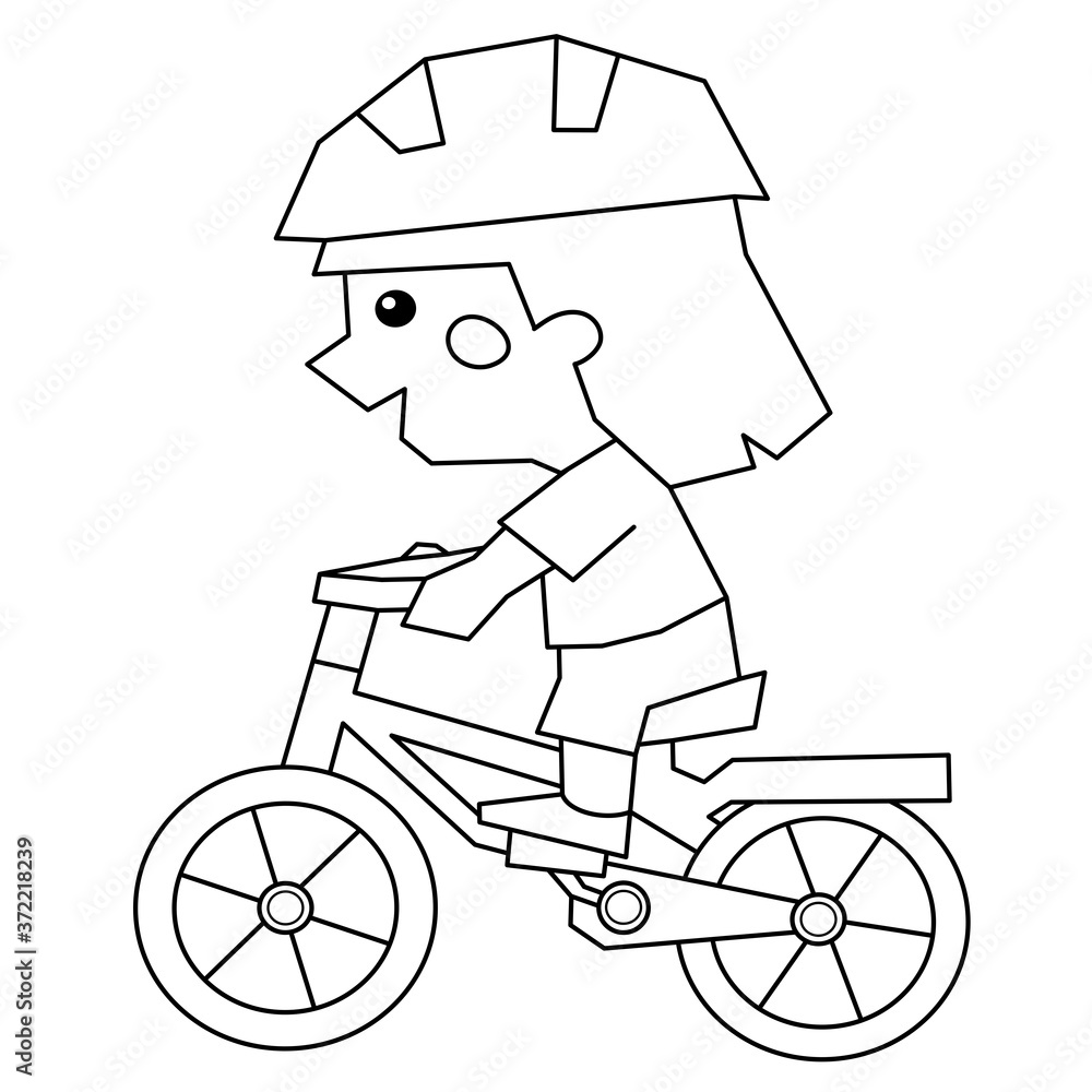 Coloring Page Outline Of a cartoon girl on a Bicycle or bike. Coloring book for kids Coloring Page Outline Of a cartoon girl on a Bicycle or bike. Coloring book for kids