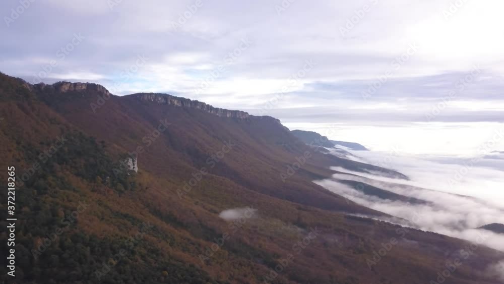 Aerial view of Yesa Valley over the clouds, in the region of Navarra (Spain)(1) Aerial view of Yesa Valley over the clouds, in the region of Navarra (Spain)(1)