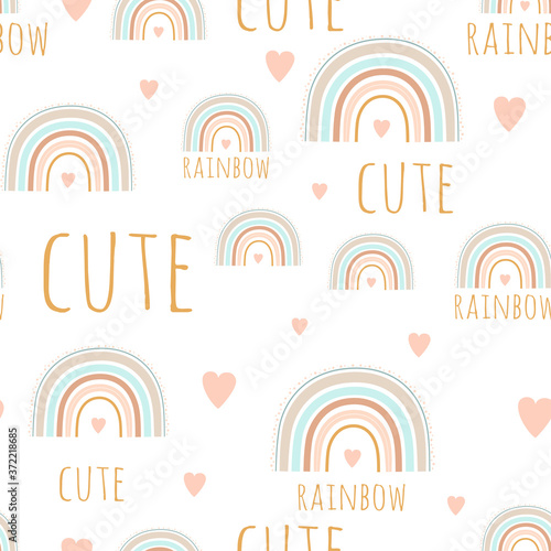 cute rainbow seamless pattern in scandinavian style