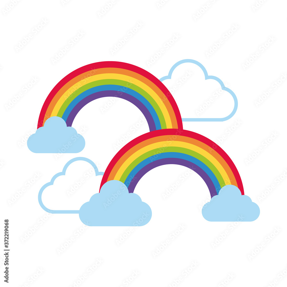 cute rainbows with clouds weather flat style cute rainbows with clouds weather flat style