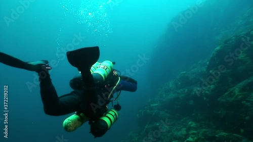 Wallpaper Mural Researcher traveler diver on underwater bottom of Lake Baikal in Siberia Of Russia. Torontodigital.ca