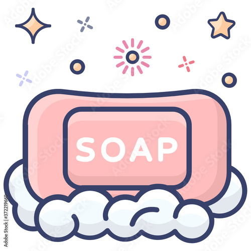
Cleaning soap bar in flat design 
