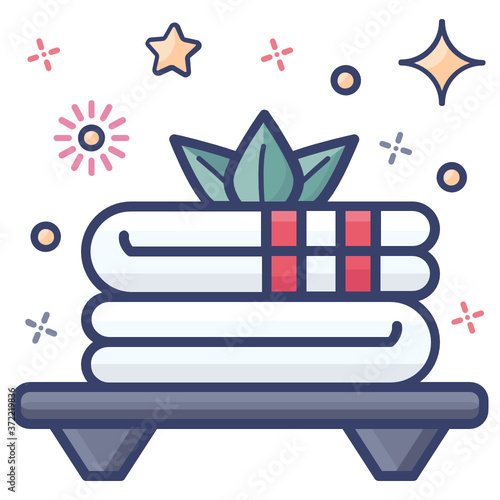 
Spa towels flat icon, salon clothing accessories 
