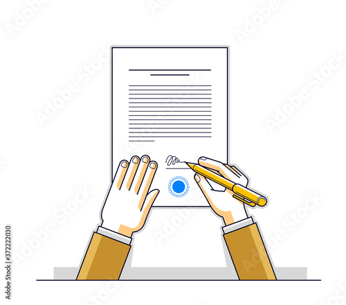 Businessman signs contract ...