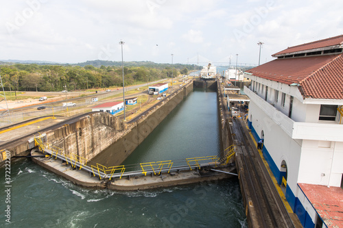 Views of the second of the Gatun Locks of the Panama Canal, Panama