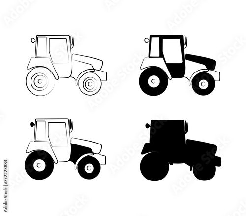 Set tractor icon. Tractor symbol for templates, web design and infographics