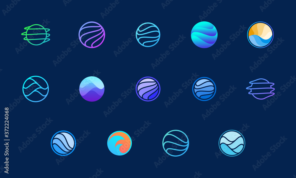 wavy circle logo design set, abstract logo template wavy circle logo design set, abstract logo template
