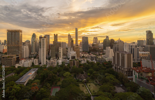 Canvas Print Aerial view of Bangkok Downtown skyline in Thailand