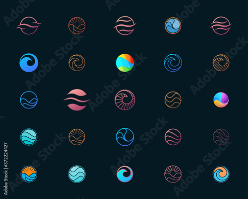 water wave logo design set, suitable graphic elements for logo