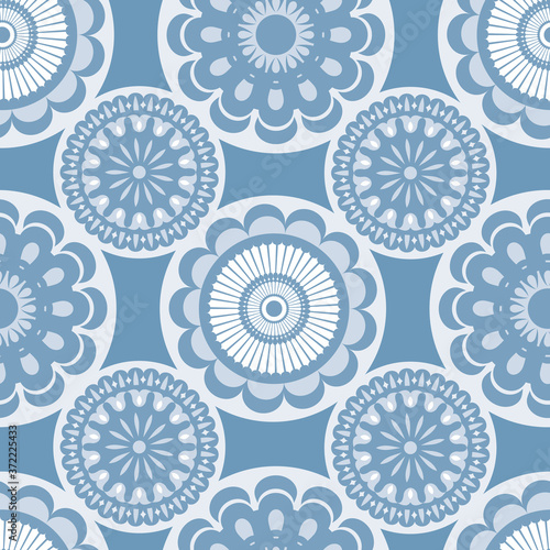 Floral geometric botanical 60s moroccan tile. Pattern for fabric, backgrounds, wrapping, textile, wallpaper, apparel. Vector illustration