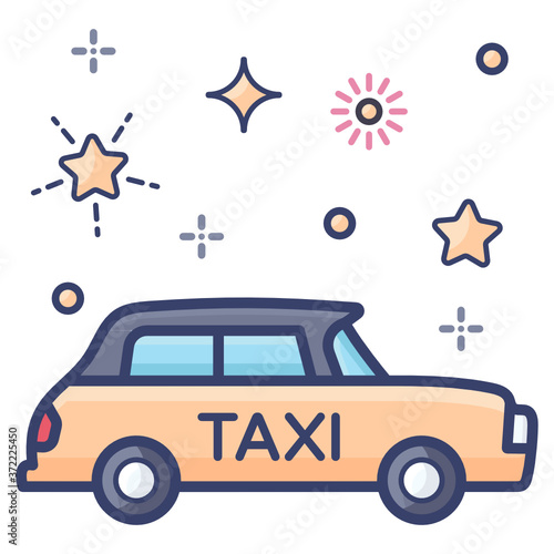 
A taxi icon, editable cab vector in trendy flat style 
