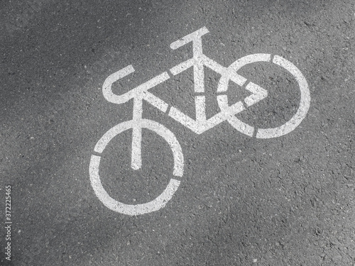 Bicycle road sign on the street 