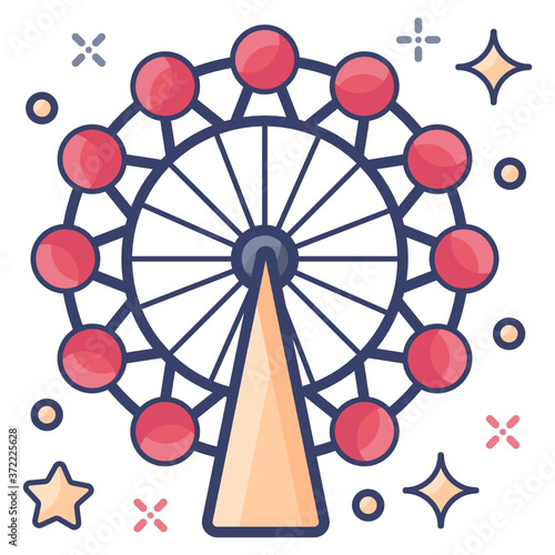 
London wheel architecture design, best cityscape of london in editable style 

