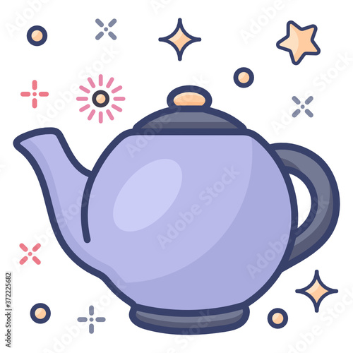 
Tea kettle icon, flat of teapot 
