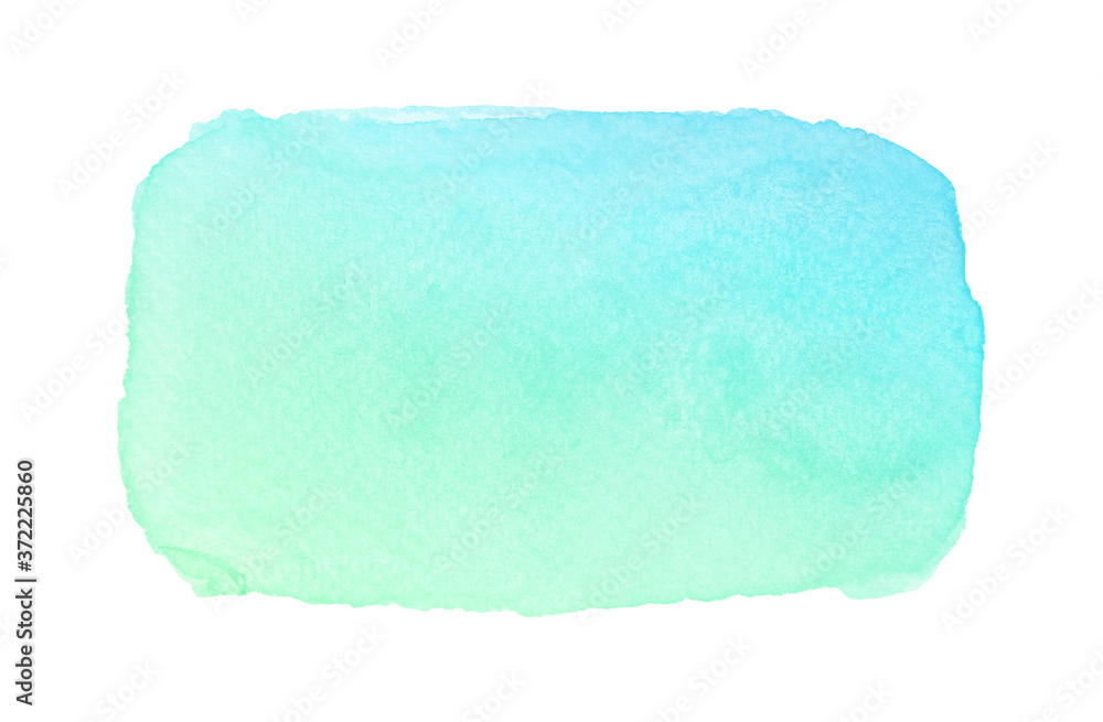 Artistic watercolor blue green brushstroke with paper texture