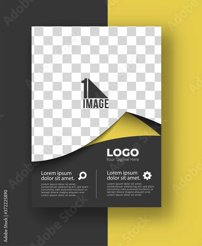 Business flyer with space of image & logo- Brochure magazine cover page & poster template, vector illustration.