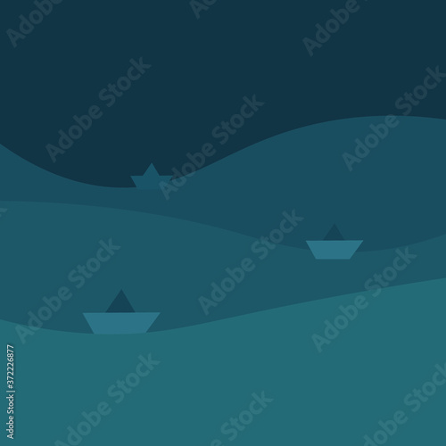 Colorful background with landscape, abstract sea. Abstract colored background with hand-drawn elements or curves. Creative vector illustration - poster design.