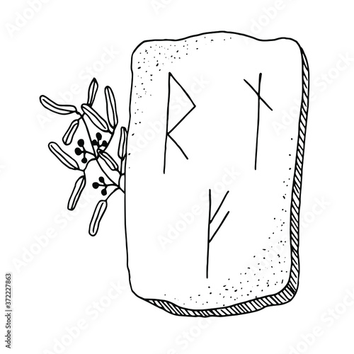 Vector black and white illustration with runes