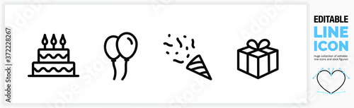 Editable line icon set for a party! 