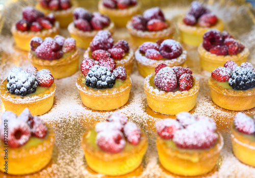 Wallpaper Mural Wild strawberry and raspberry cakes in ancient city of strawberry Nemi, Castelli Romani, Italy Torontodigital.ca