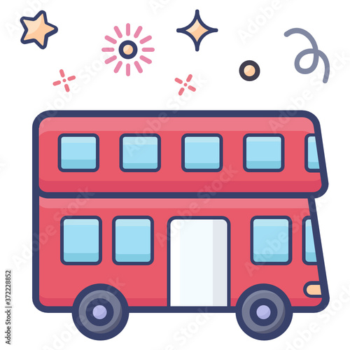 
Design of double decker bus in modern flat style 

