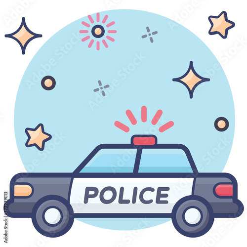 
Police car vector in editable style 
