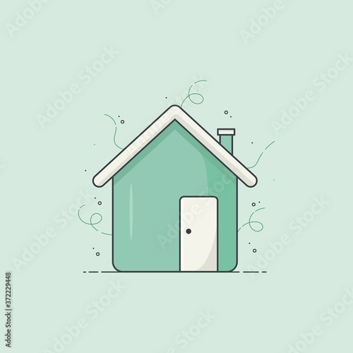 Beautiful and colorful house flat illustration, stay home vector illustration.