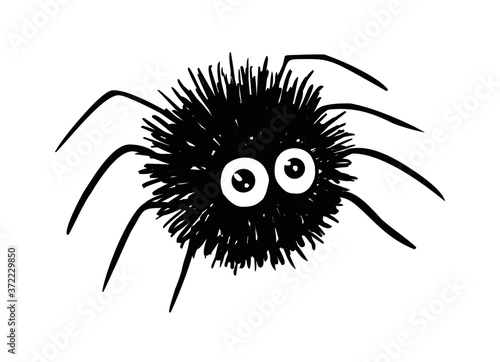Funny cartoon black hairy spider