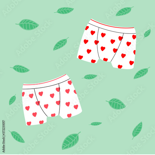 Briefs with hearts print. Fashionable set accessory men's underwear.