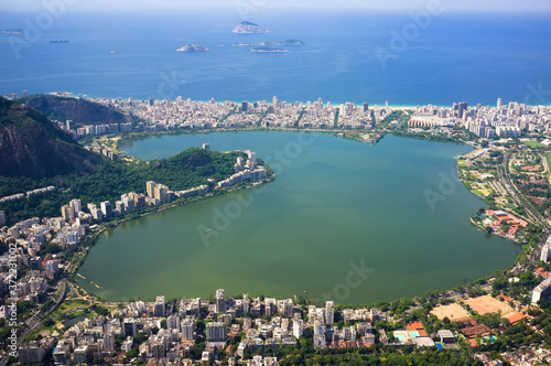 Lagoa Rodrigo de Freitas, Ipanema and the Atlantic Ocean, Rio de Janeiro, Brazil