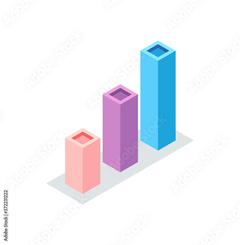 Free Download Rising colorful square columns on white, element of researching, geometric chart report symbol, 3d visualization of growing graph, creative vector - GFXLoad