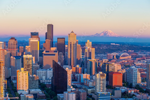 Seattle city downtown skyline cityscape in Washington State, USA