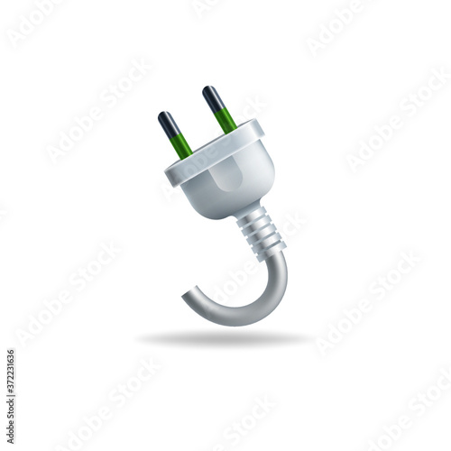 Electric power plug isolated on white background, closeup view. 3d illustration