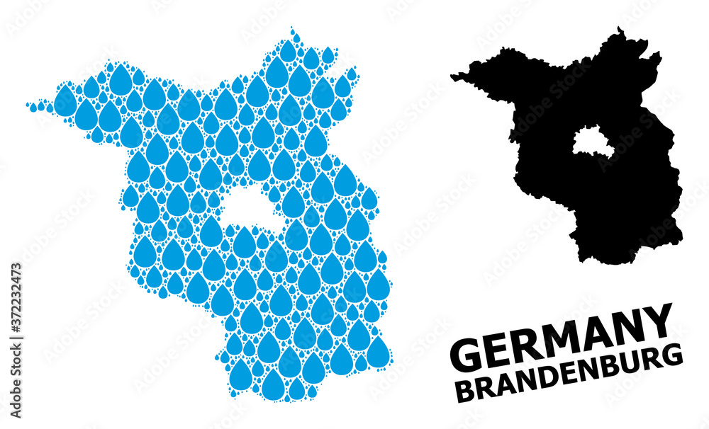 Vector Collage Map of Brandenburg State of Liquid Drops and Solid Map