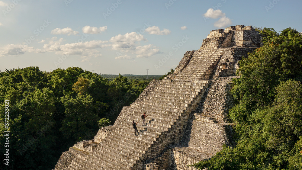 Ancient Maya Becan Temple situated in the jungle of the Yucatán Peninsula, Mexico.