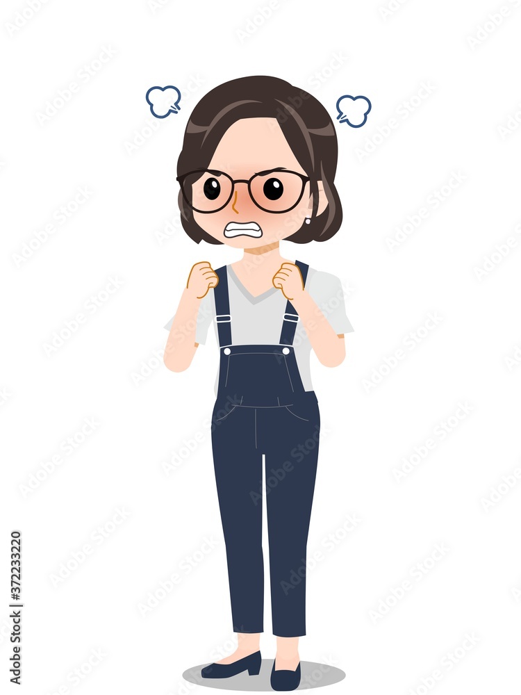 つなぎを着た若い女性 つなぎを着た若い女性