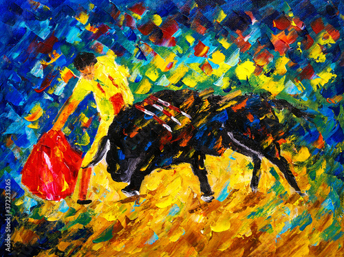 Oil Painting - Spanish Bullfight, Corrida De Toros photo