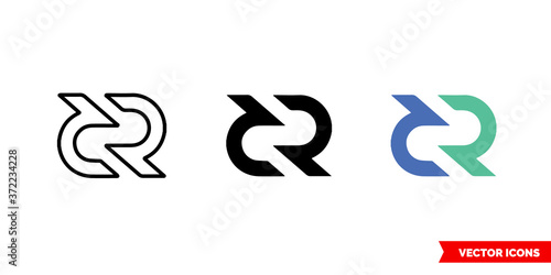 Decred cryptocurrency icon of 3 types color, black and white, outline. Isolated vector sign symbol.