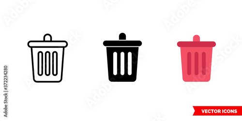 Delete icon of 3 types color, black and white, outline. Isolated vector sign symbol.