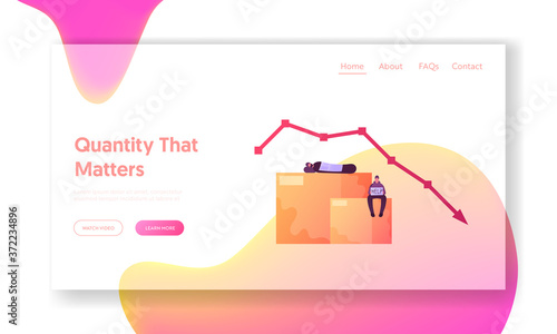 Stressed Business People Pauperization, Financial Crisis Landing Page Template. Businesspeople Characters Need Help