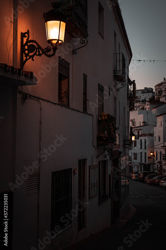 Evening warm lantern street view