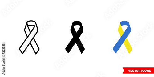 Down syndrome symbol icon of 3 types color, black and white, outline. Isolated vector sign symbol.