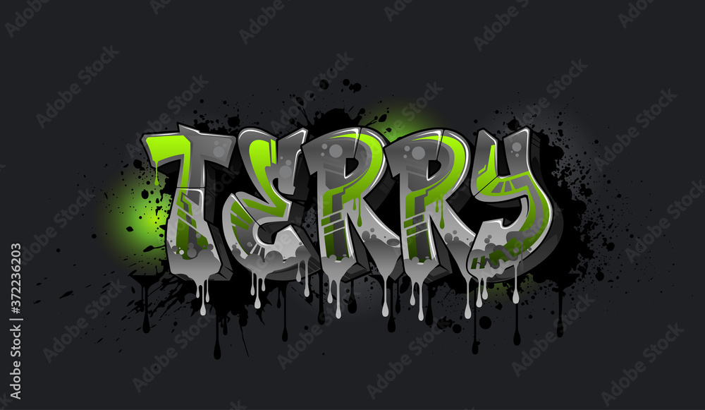 Terry In Cursive Terry Graffiti Name Design Stock Vector | Adobe Stock