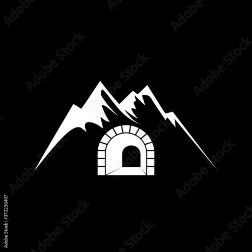 Mountain tunnel icon isolated on dark background