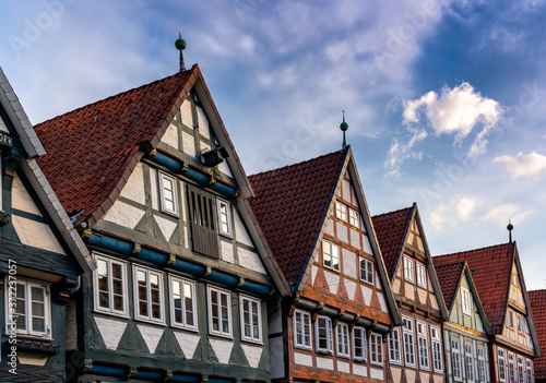 detail view of the beautiful half-timbered houses in Celle in Lower Saxony